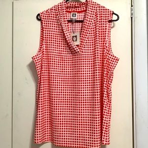 Red polka dot v-neck tank top